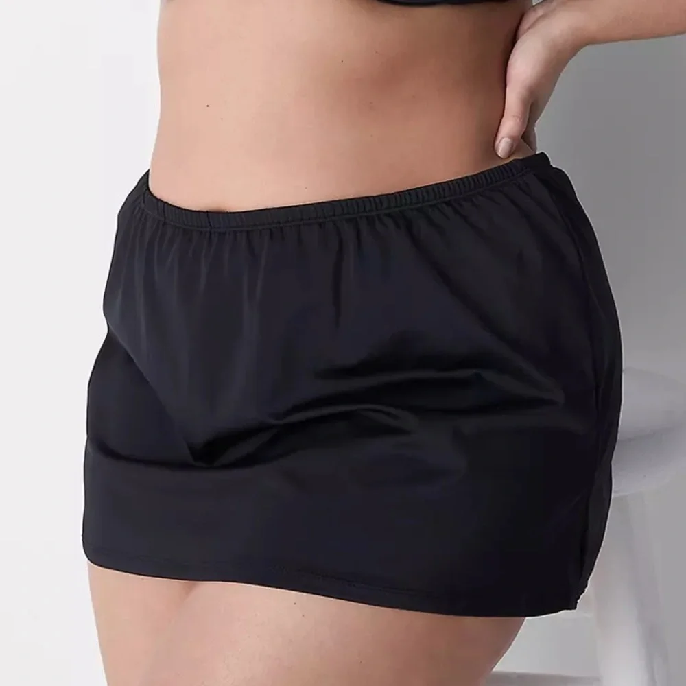 NWT Lane Bryant Cacique Black Pull On Swim Skort